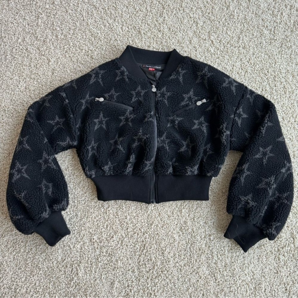 Perfect Moment Apres Ski Jacket Bomber Worn Once Black Stars Medium Sherpa
